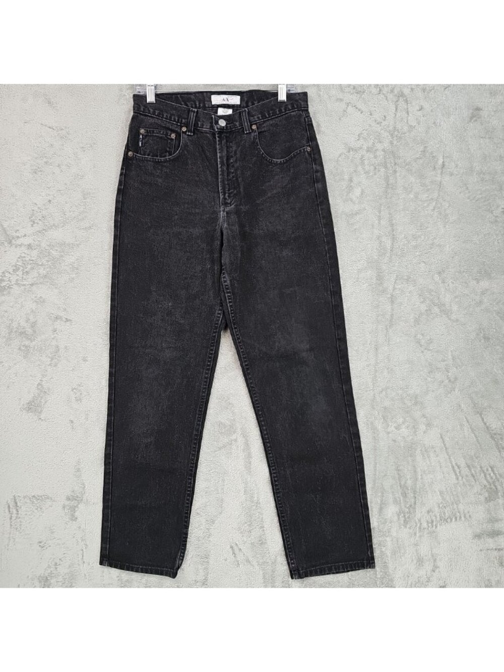 Armani Exchange Jeans Womens 31 Black Dark Wash Taper Five Pocket Denim USA VTG